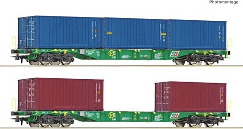 Roco 76007 H0 2-delige set StB containerwagens