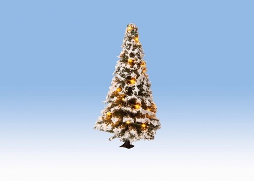 Noch 22120 0/H0/TT/N Verlichte besneeuwde kerstboom, 8 cm hoog