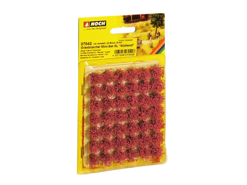 Noch 07042 Graspollen mini-set XL 'rood bloeiend', 42 stuks