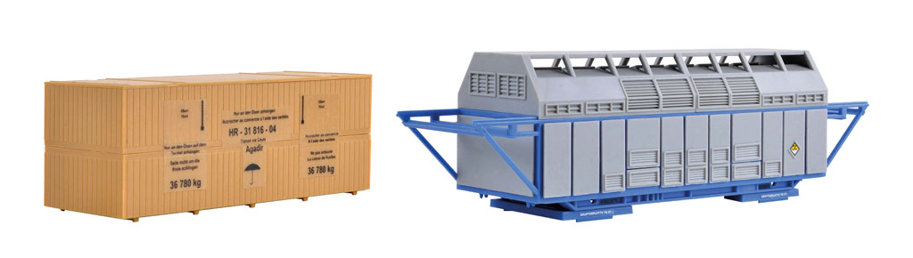 Kibri 16511 H0 Lading castor container en houten kist