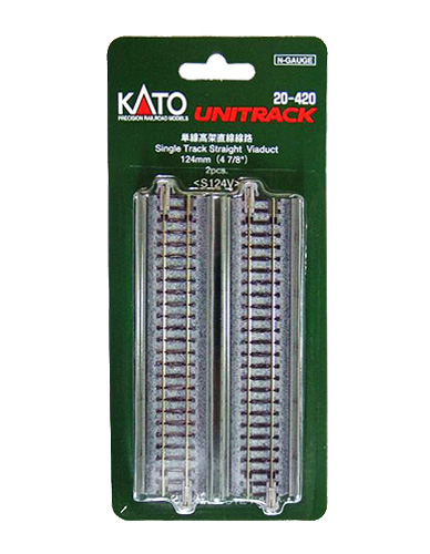 Kato 20-420 N Viadukt enkelspoor met rails 124 mm, 2 stuks