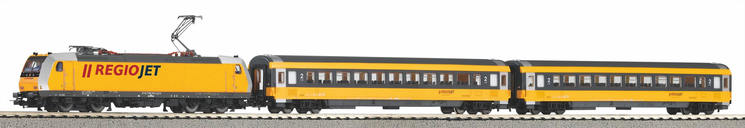 Piko 59019 H0 PSCwlan S-Set Regiojet Personenzug BR 386 mit 2 wg. A-Gleis & B VI