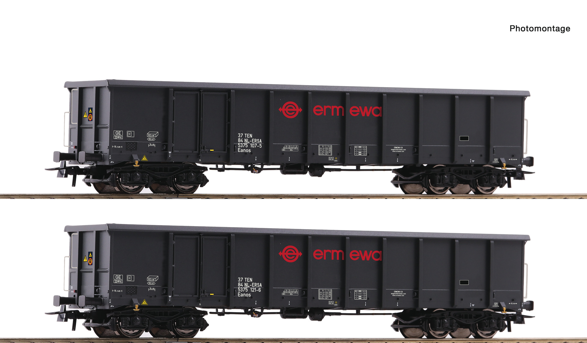 Roco 76001 H0 2-delige set Ermewa open wagens type Eanos