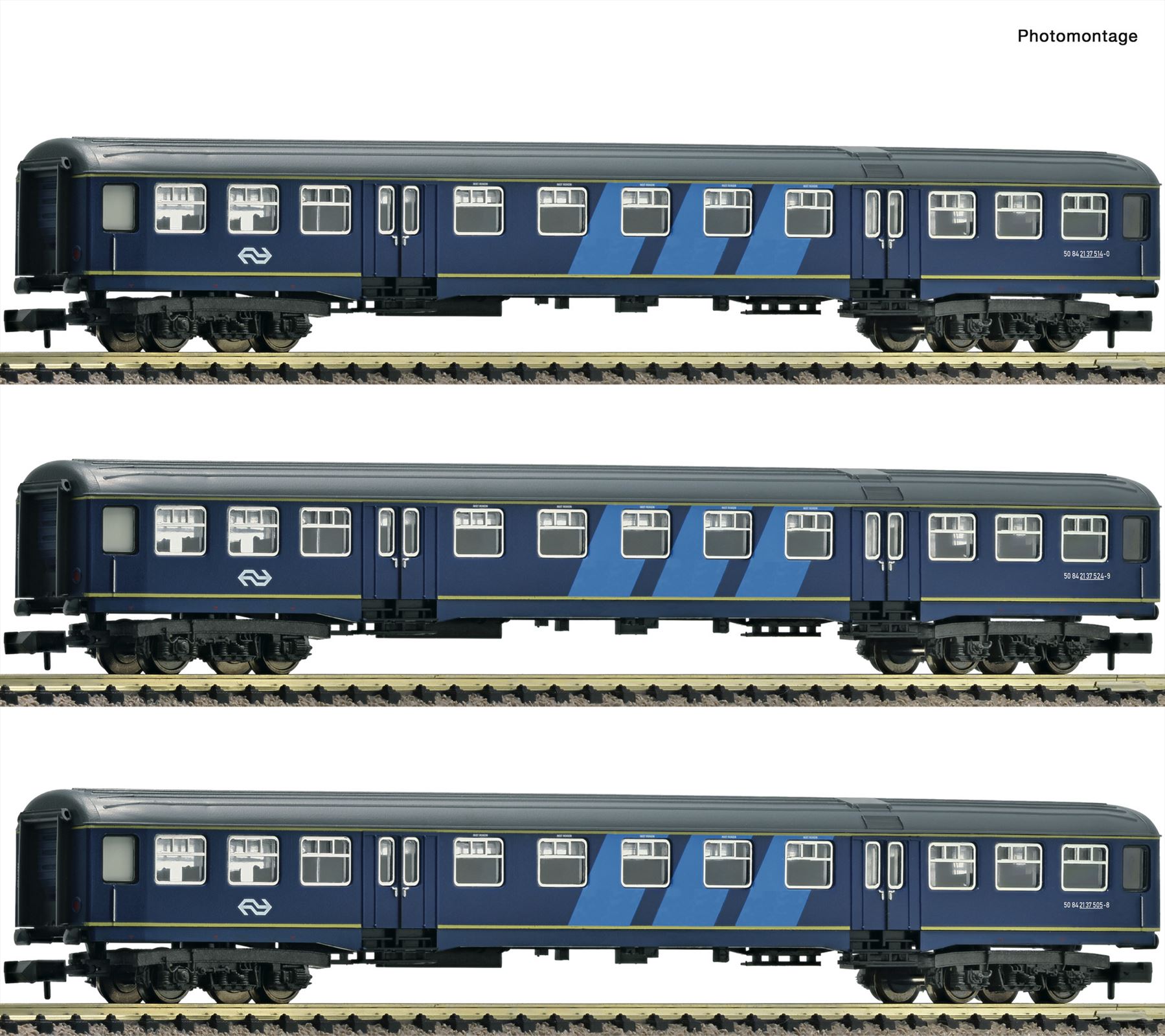 Fleischmann 814713 N 3-delige set NS Plan W-rijtuigen, blauw