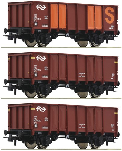 Roco 76062 H0 3-delige set open NS wagens type GTOW