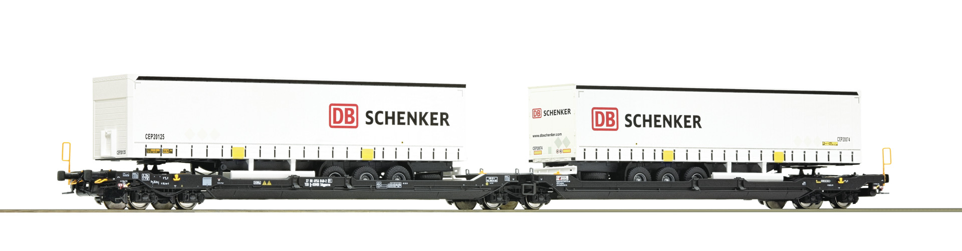 Roco 77390 H0 Dubbele containerwagen T3000e + DB schenker trailer